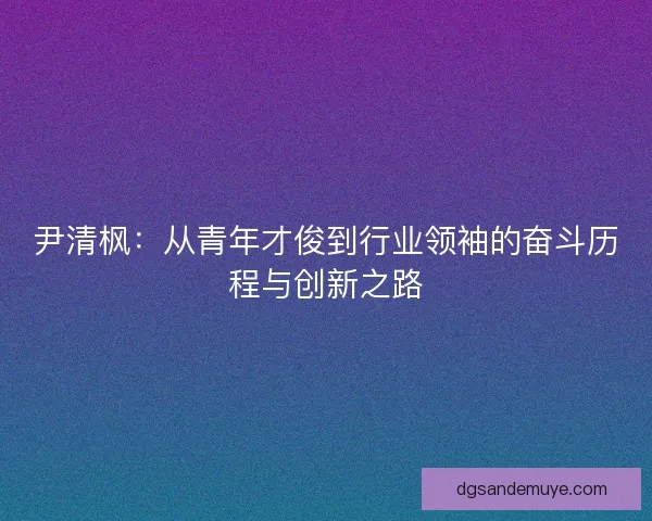 尹清枫：从青年才俊到行业领袖的奋斗历程与创新之路