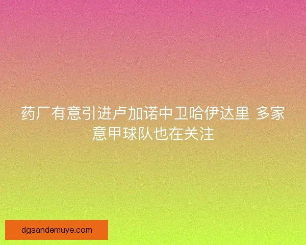药厂有意引进卢加诺中卫哈伊达里 多家意甲球队也在关注