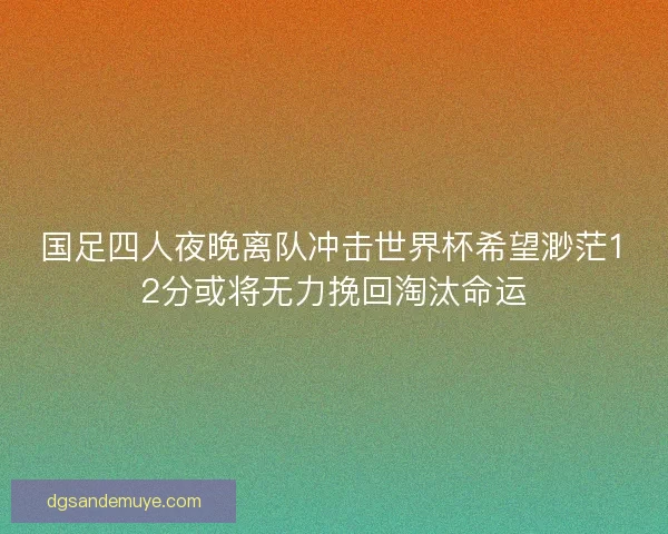 国足四人夜晚离队冲击世界杯希望渺茫12分或将无力挽回淘汰命运