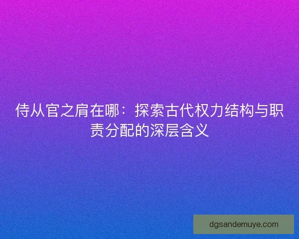 侍从官之肩在哪：探索古代权力结构与职责分配的深层含义